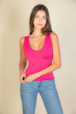 Ribbed V-neck Sleeveless Top - Pikemla