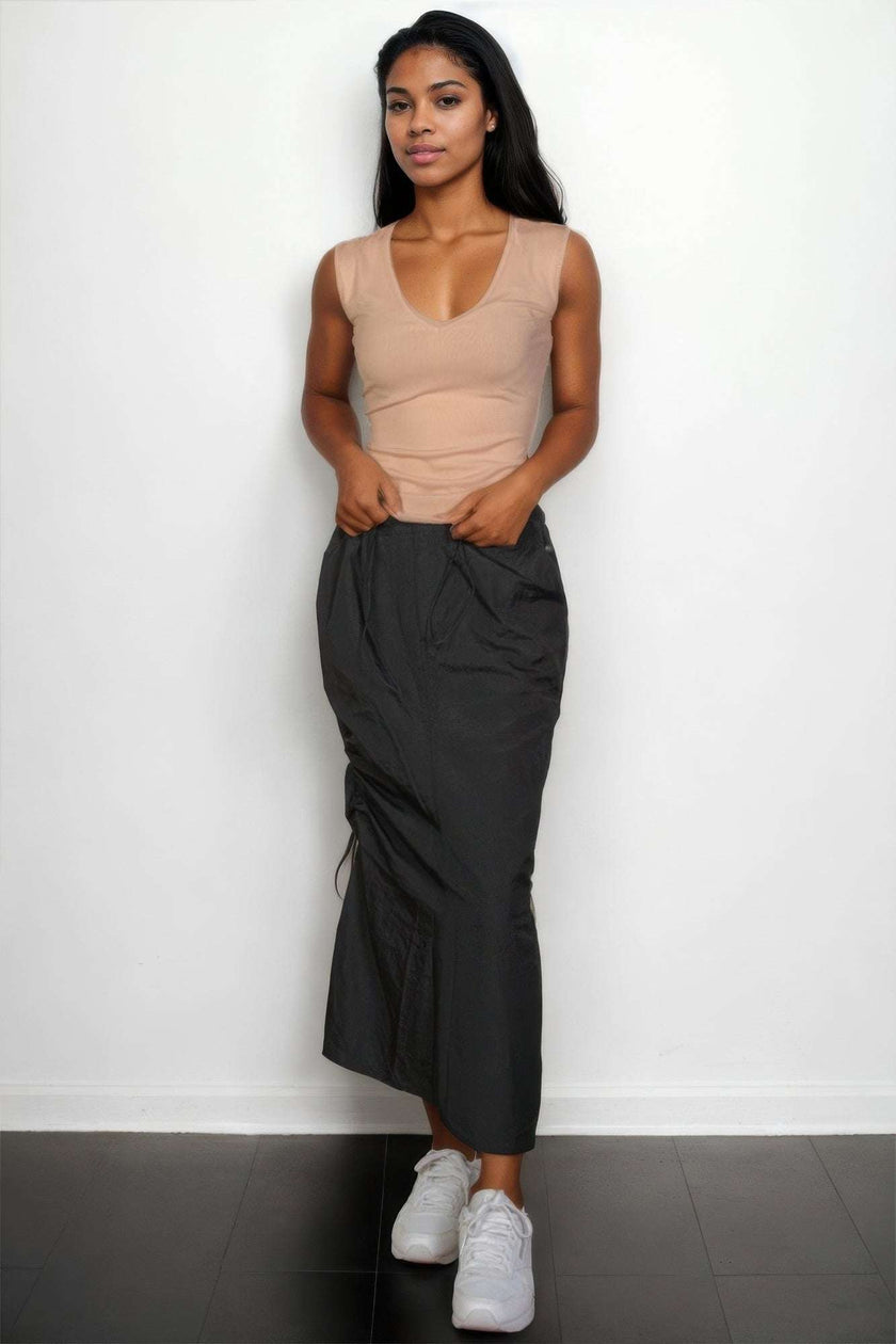 Ribbed V-neck Sleeveless Top - Pikemla