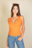 Ribbed V-neck Sleeveless Top - Pikemla