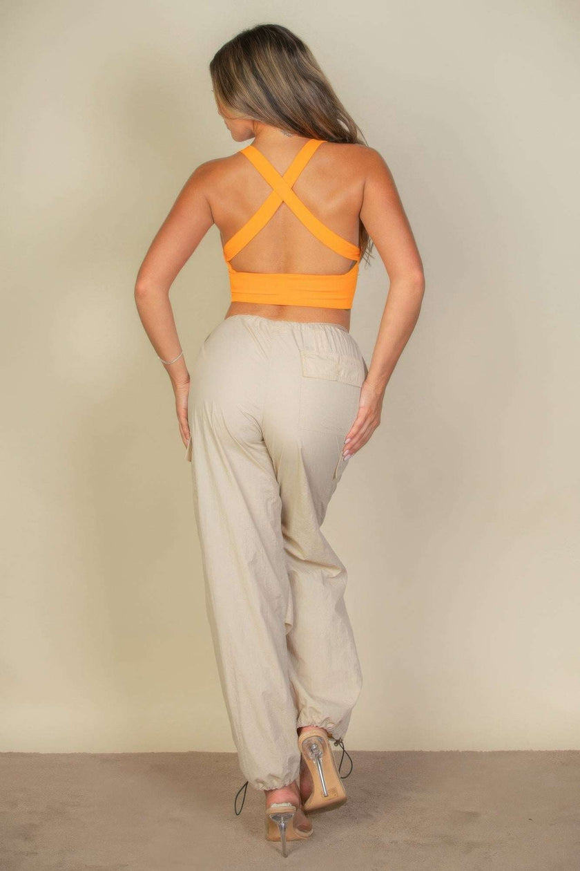 Ribbed Knit Plunge Neck Crop Top - Pikemla