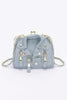 Faux Denim Leather Jacket Style Crossbody Bag - Pikemla