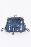 Faux Denim Leather Jacket Style Crossbody Bag - Pikemla