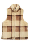 Plaid Faux Fur Vest - Pikemla