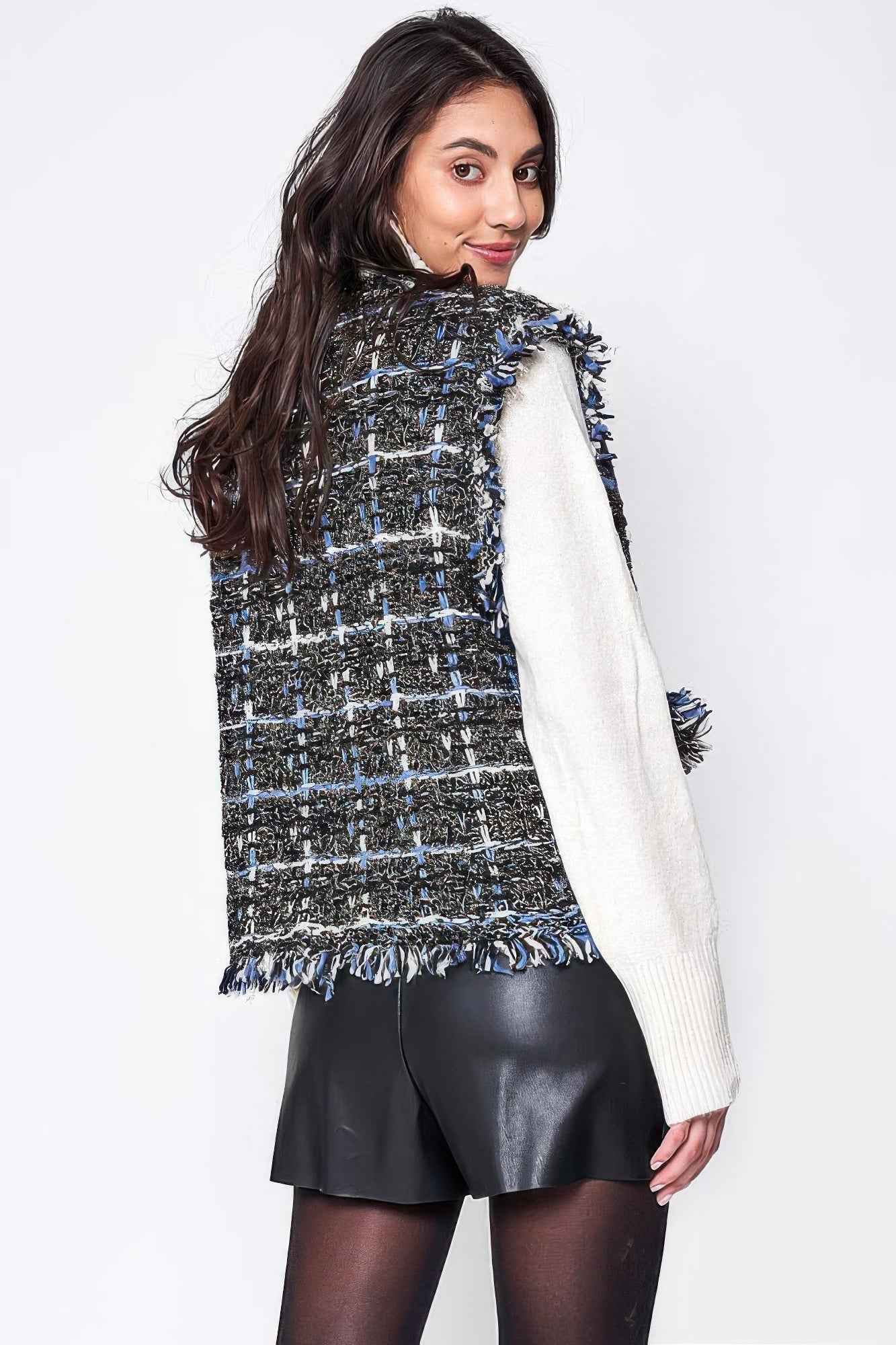 Plaid Tweed Vest - Pikemla