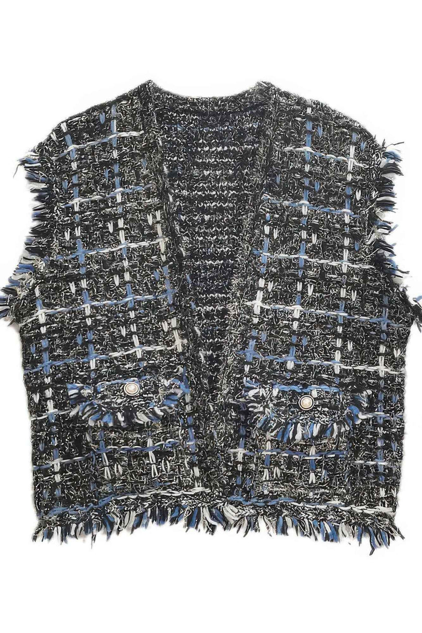 Plaid Tweed Vest - Pikemla