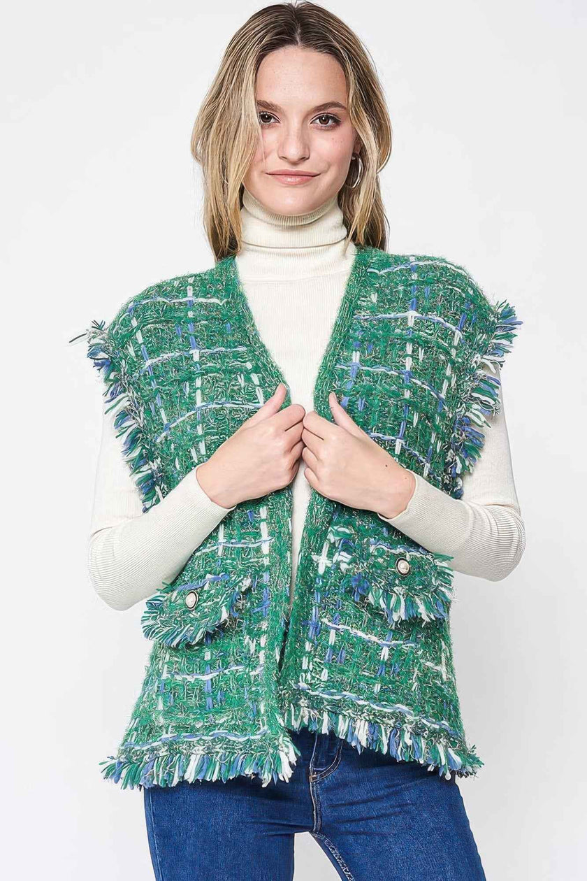 Plaid Tweed Vest - Pikemla