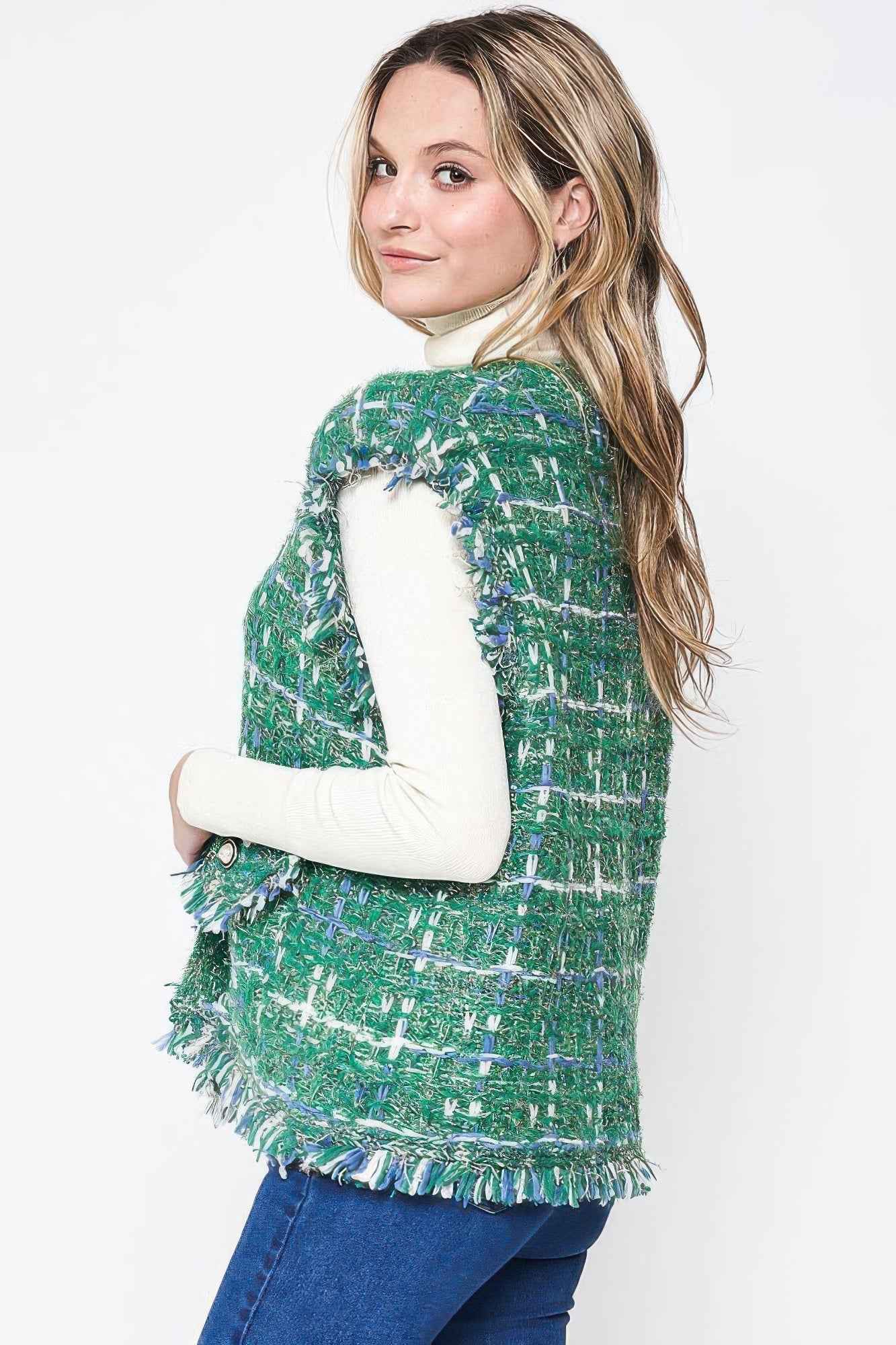 Plaid Tweed Vest - Pikemla