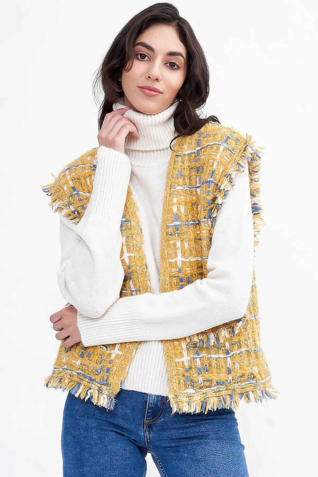 Plaid Tweed Vest - Pikemla