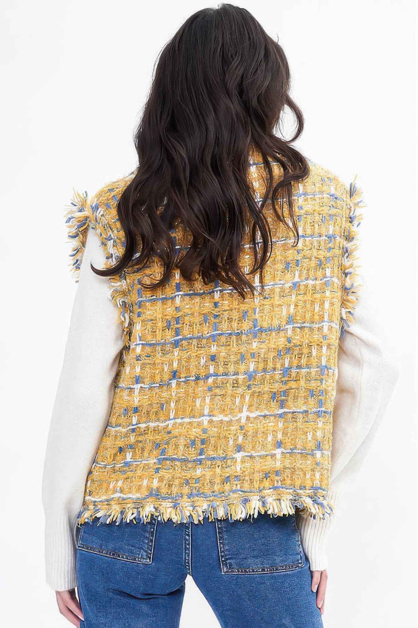 Plaid Tweed Vest - Pikemla