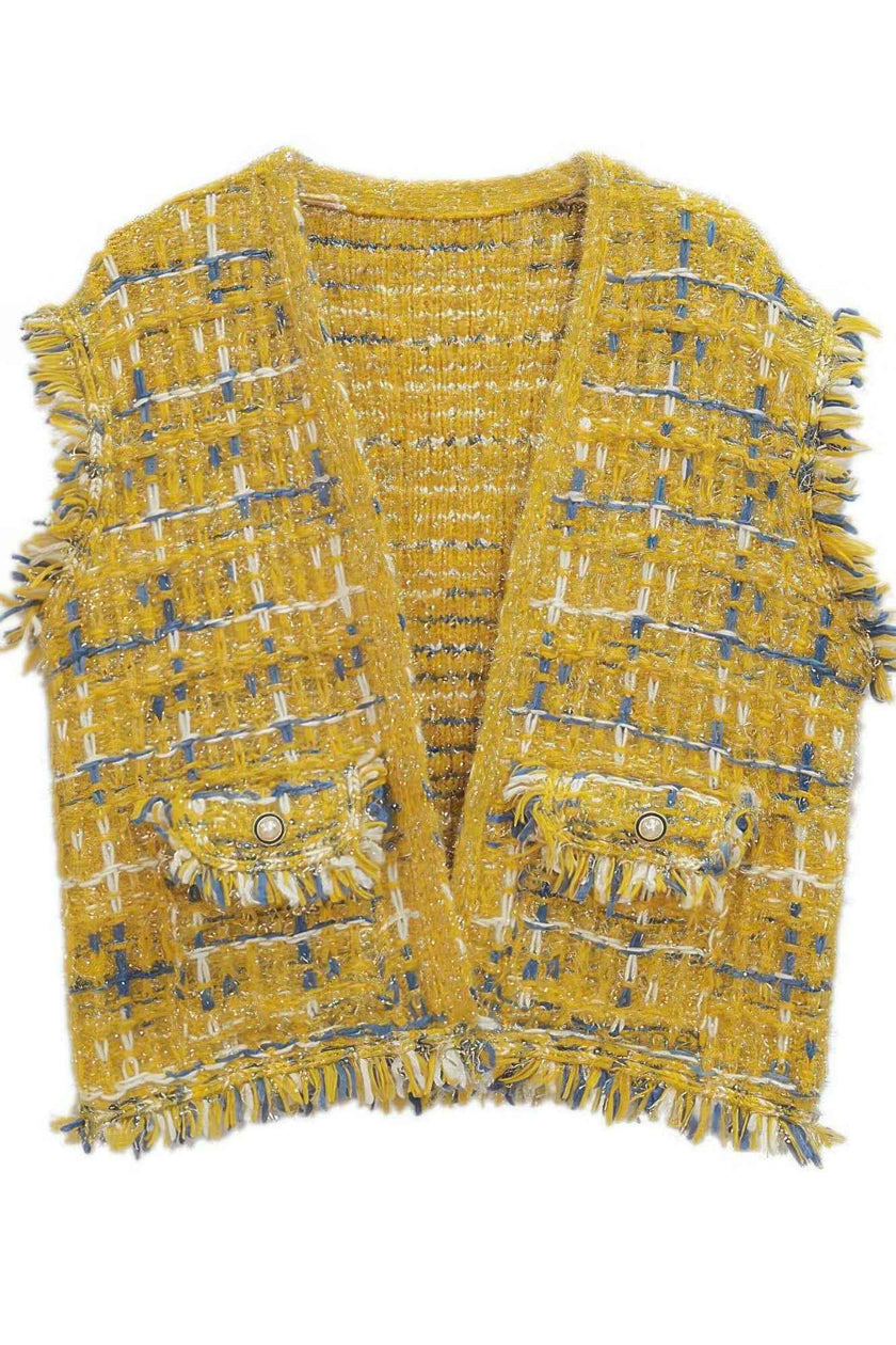 Plaid Tweed Vest - Pikemla