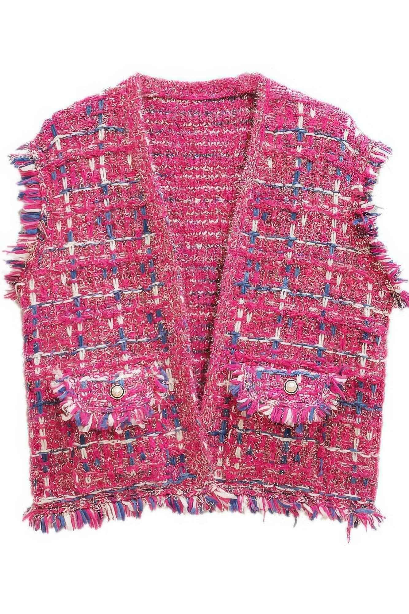 Plaid Tweed Vest - Pikemla
