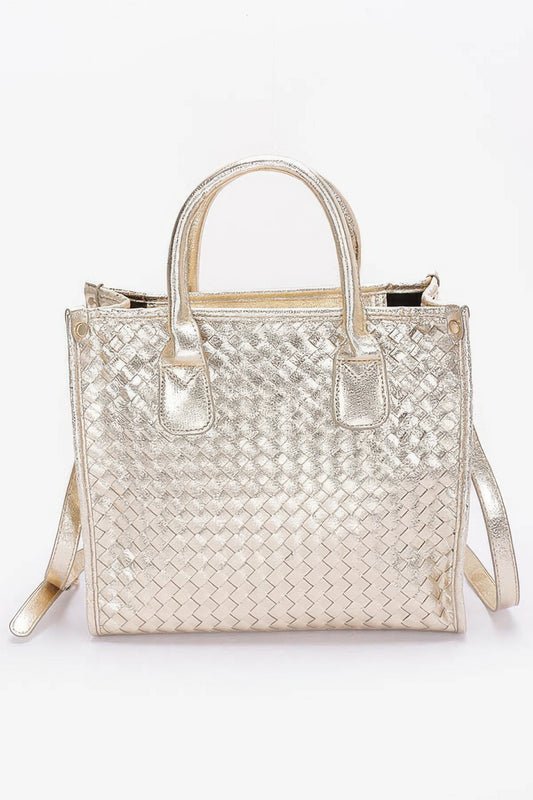Metallic Braided Tote Bag - Pikemla