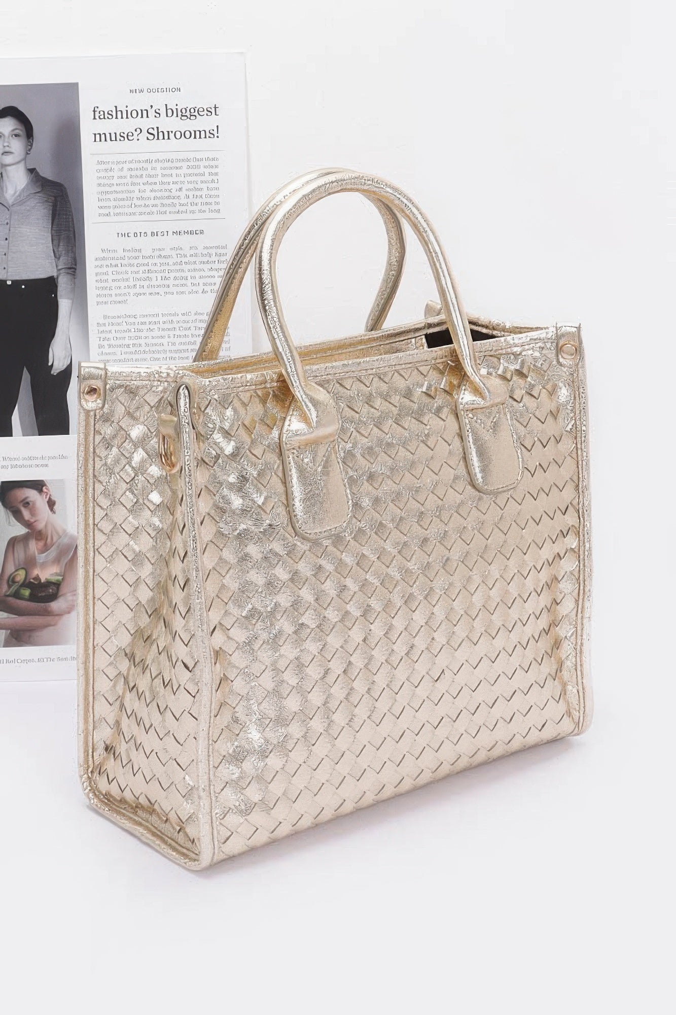 Metallic Braided Tote Bag - Pikemla