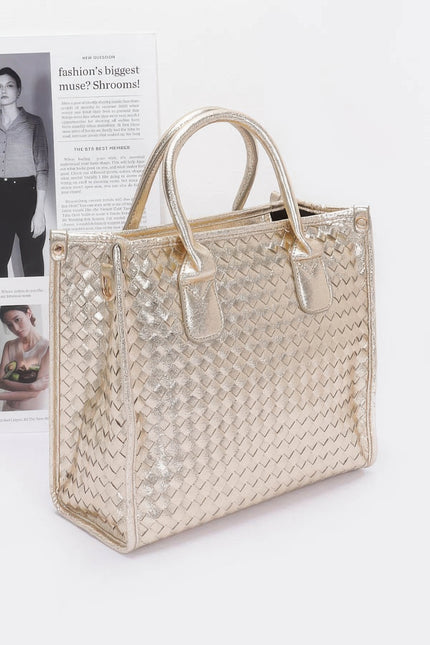 Metallic Braided Tote Bag - Pikemla