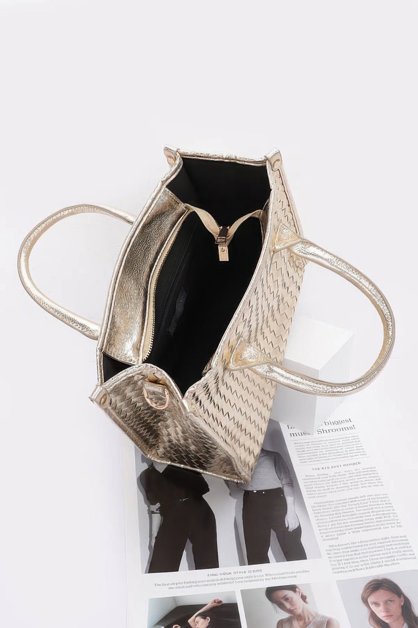 Metallic Braided Tote Bag - Pikemla