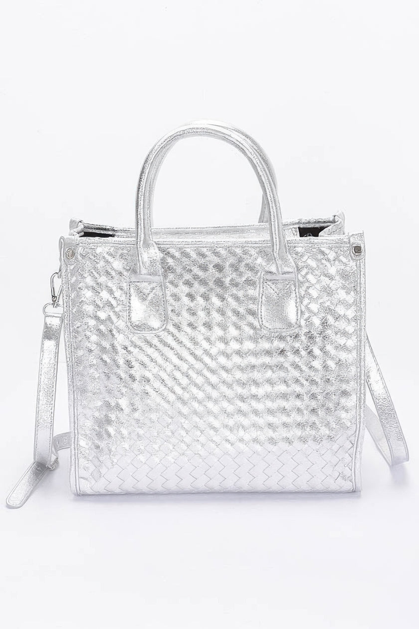 Metallic Braided Tote Bag - Pikemla