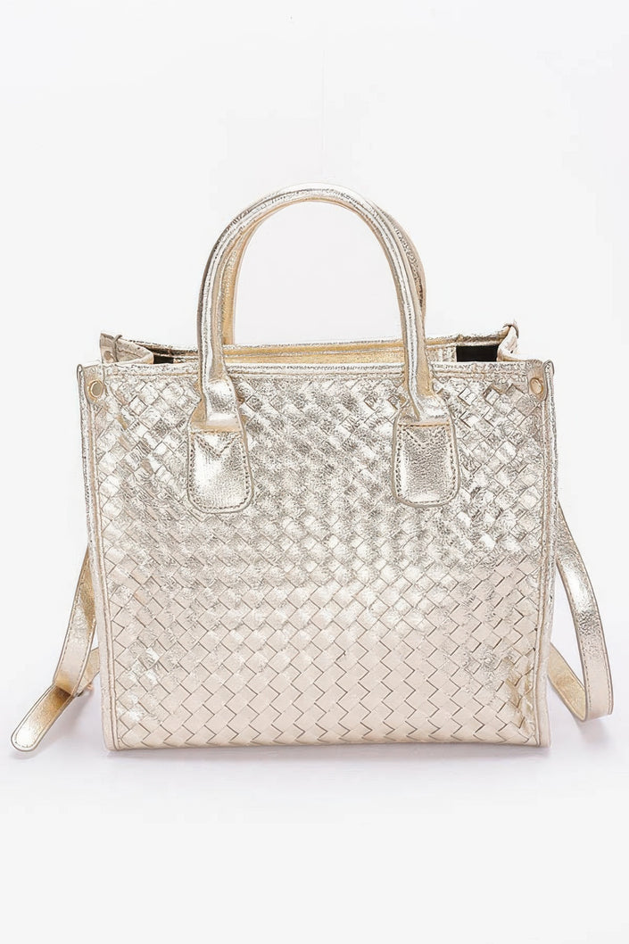 Metallic Braided Tote Bag - Pikemla