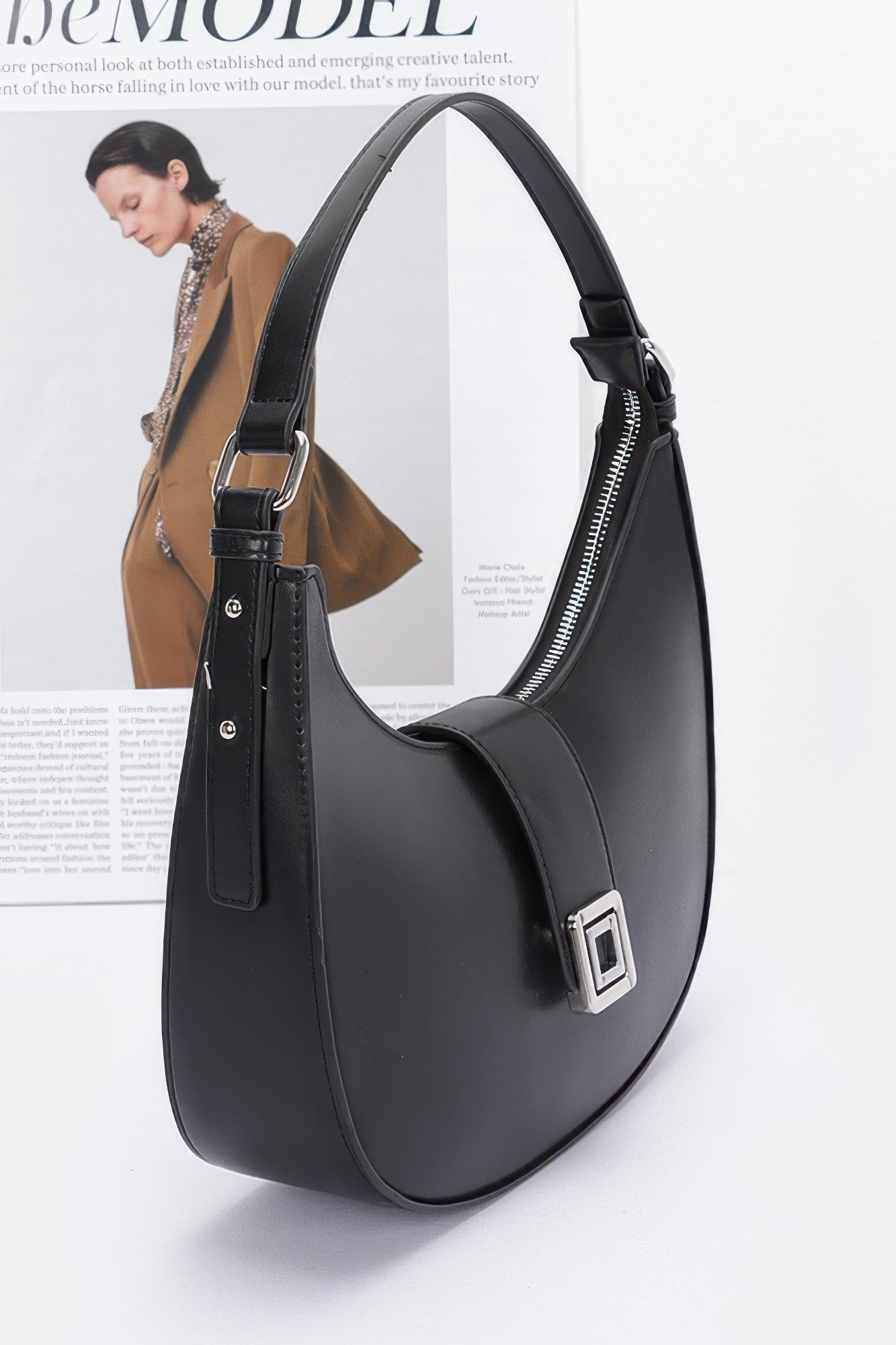 Faux Leather Hobo Bag - Pikemla