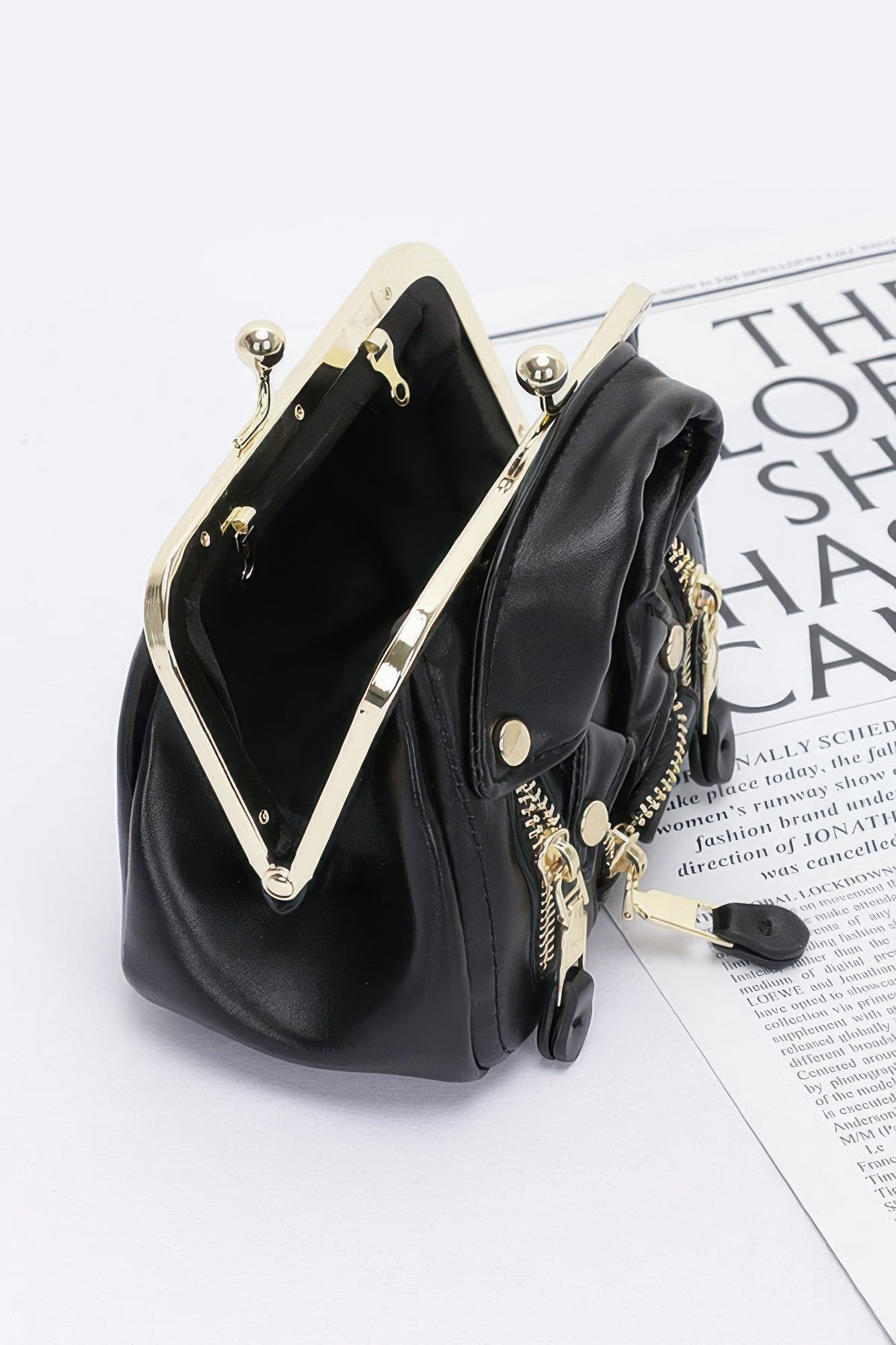 Faux Leather Jacket Style Crossbody Bag - Pikemla