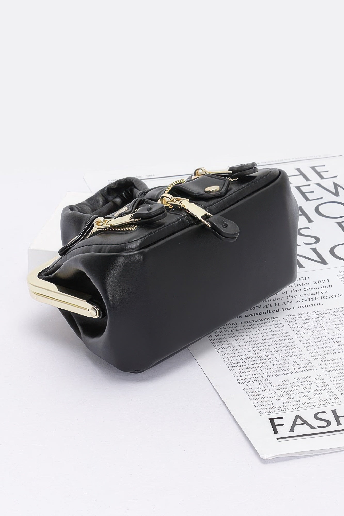 Faux Leather Jacket Style Crossbody Bag - Pikemla