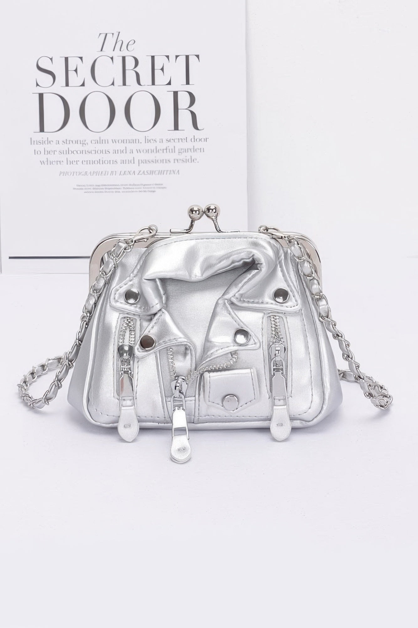 Faux Leather Jacket Style Crossbody Bag - Pikemla