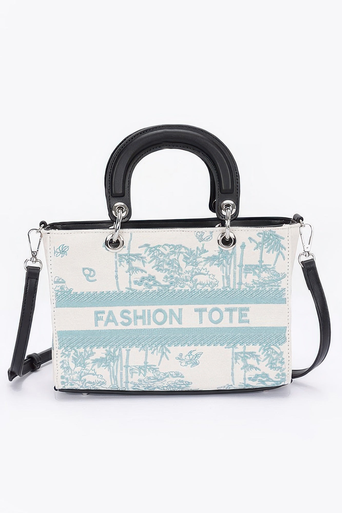 Embroidery Faux Leather Tote Bag - Pikemla