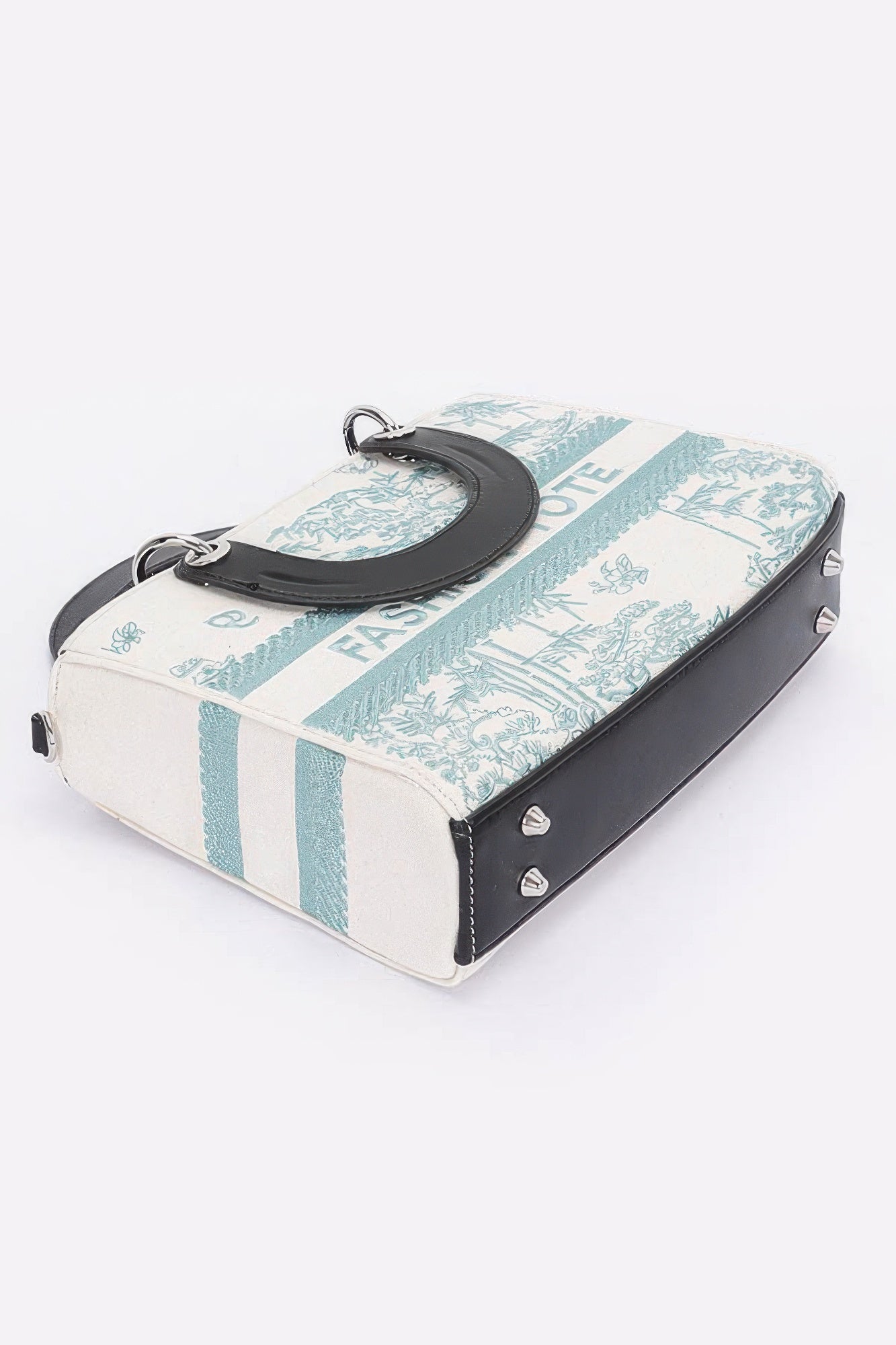 Embroidery Faux Leather Tote Bag - Pikemla