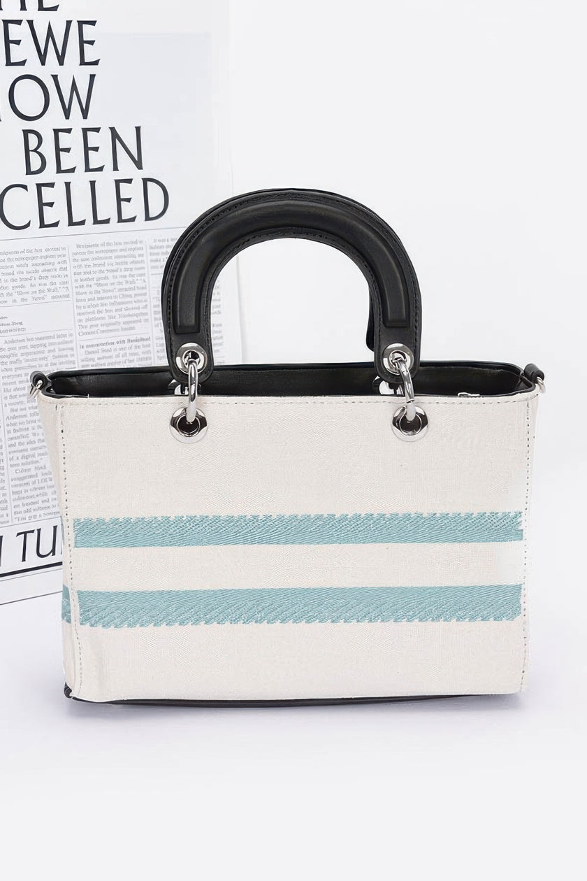 Embroidery Faux Leather Tote Bag - Pikemla