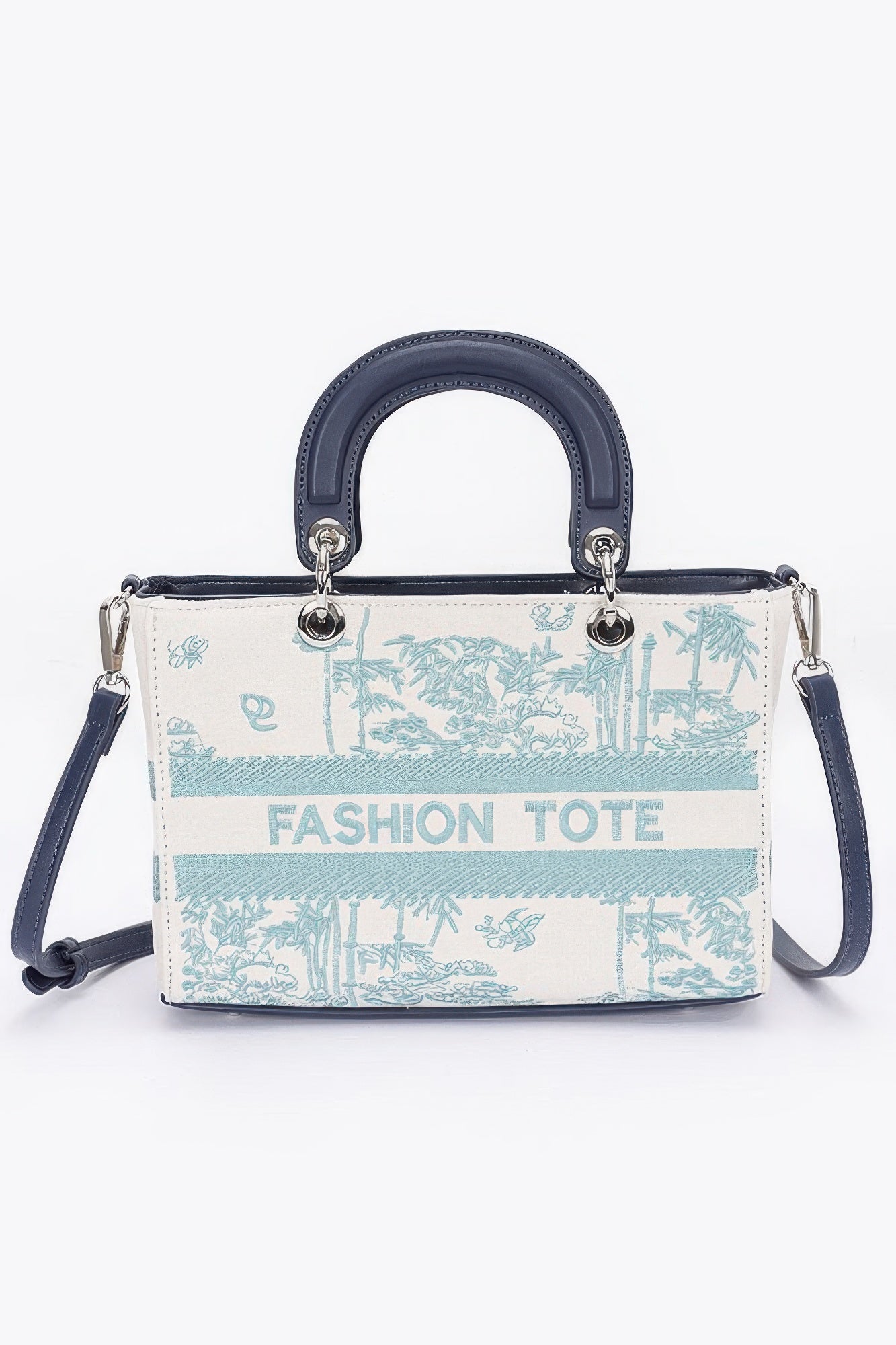 Embroidery Faux Leather Tote Bag - Pikemla