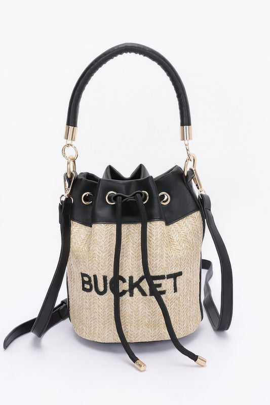 Faux Straw Bucket Bag - Pikemla