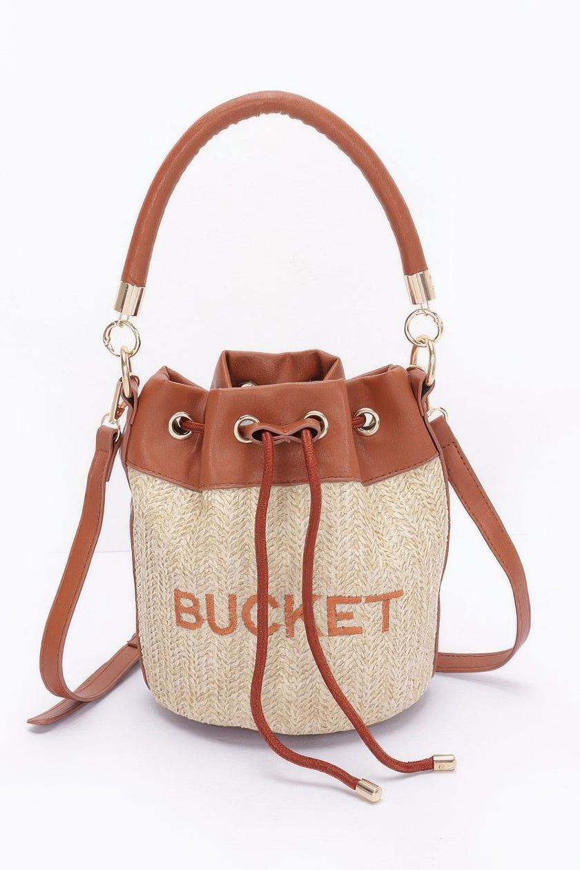 Faux Straw Bucket Bag - Pikemla