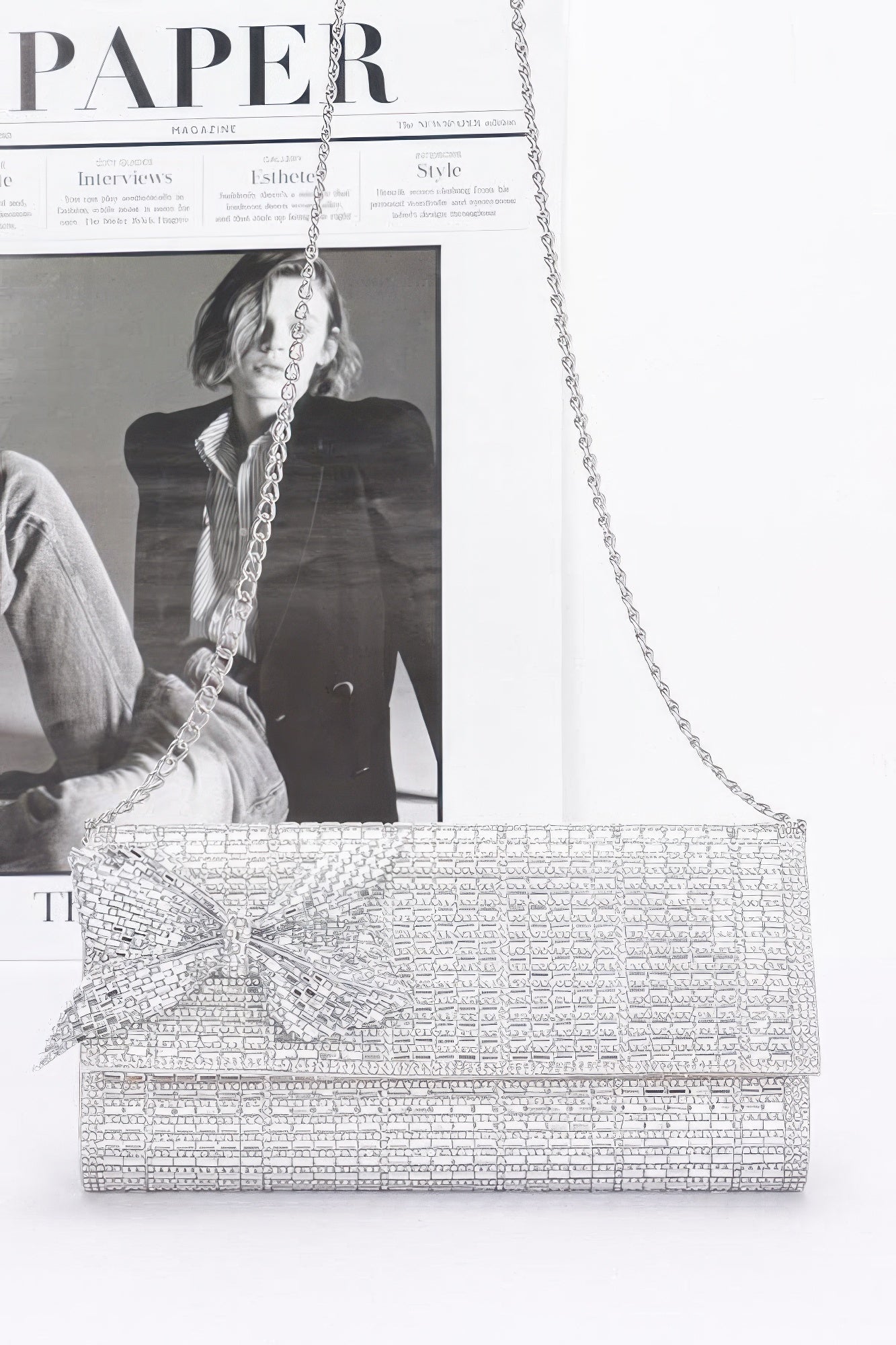 Rhinestone Party Clutch W/ Rhinestone Bow - Pikemla