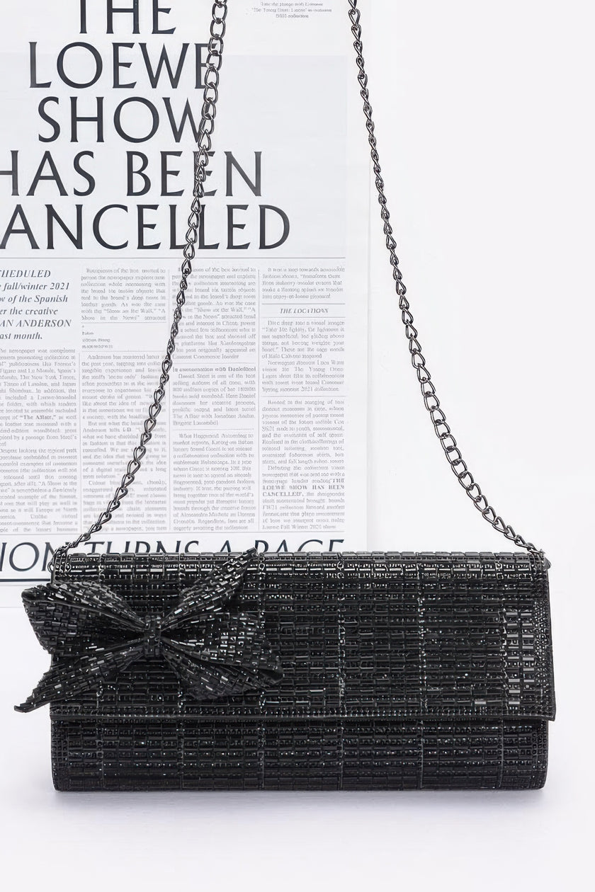 Rhinestone Party Clutch W/ Rhinestone Bow - Pikemla