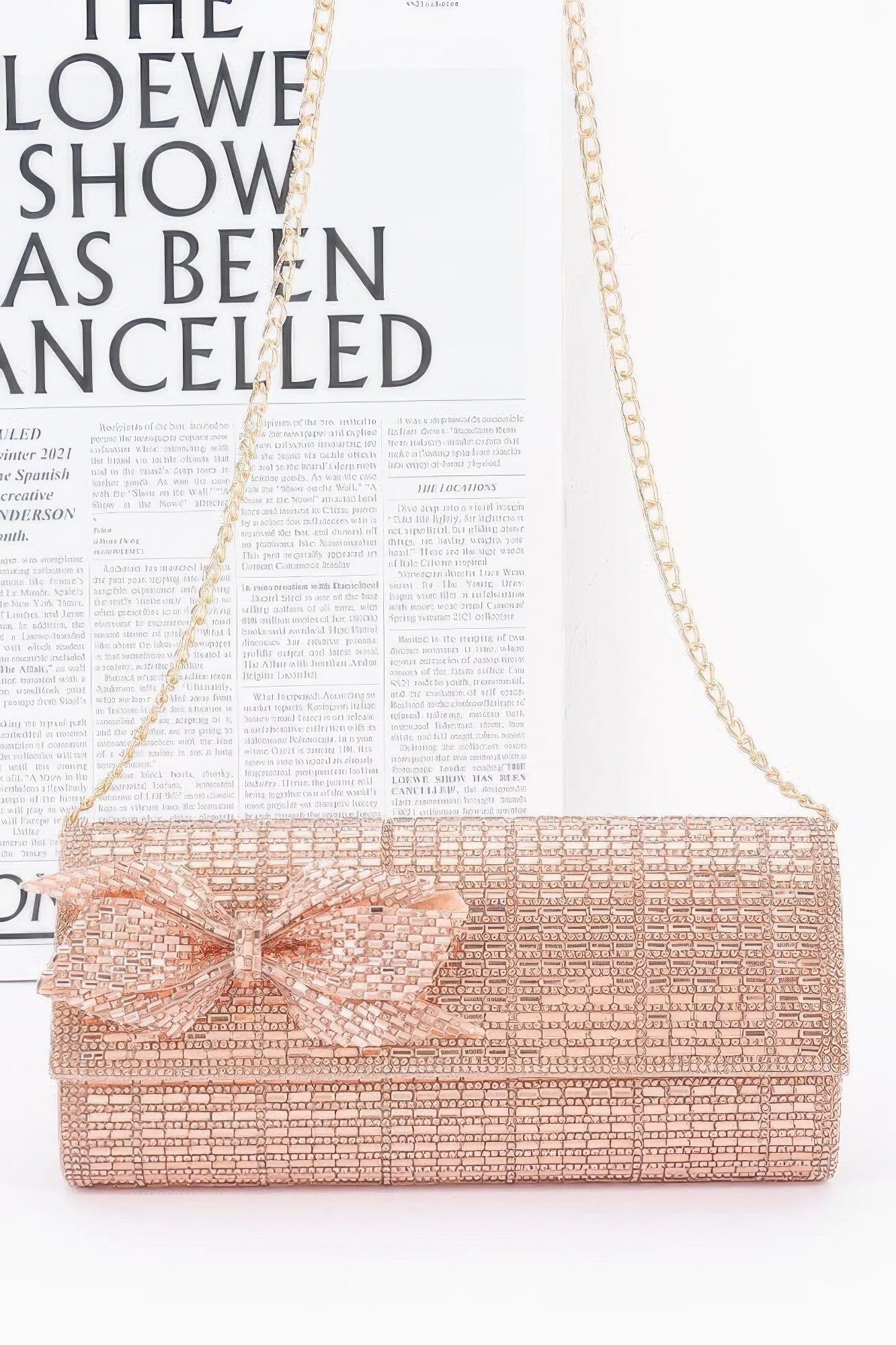Rhinestone Party Clutch W/ Rhinestone Bow - Pikemla