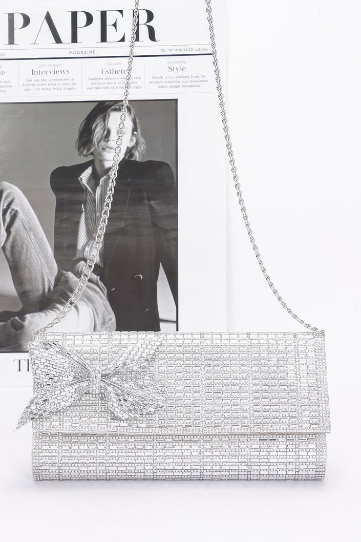 Rhinestone Party Clutch W/ Rhinestone Bow - Pikemla