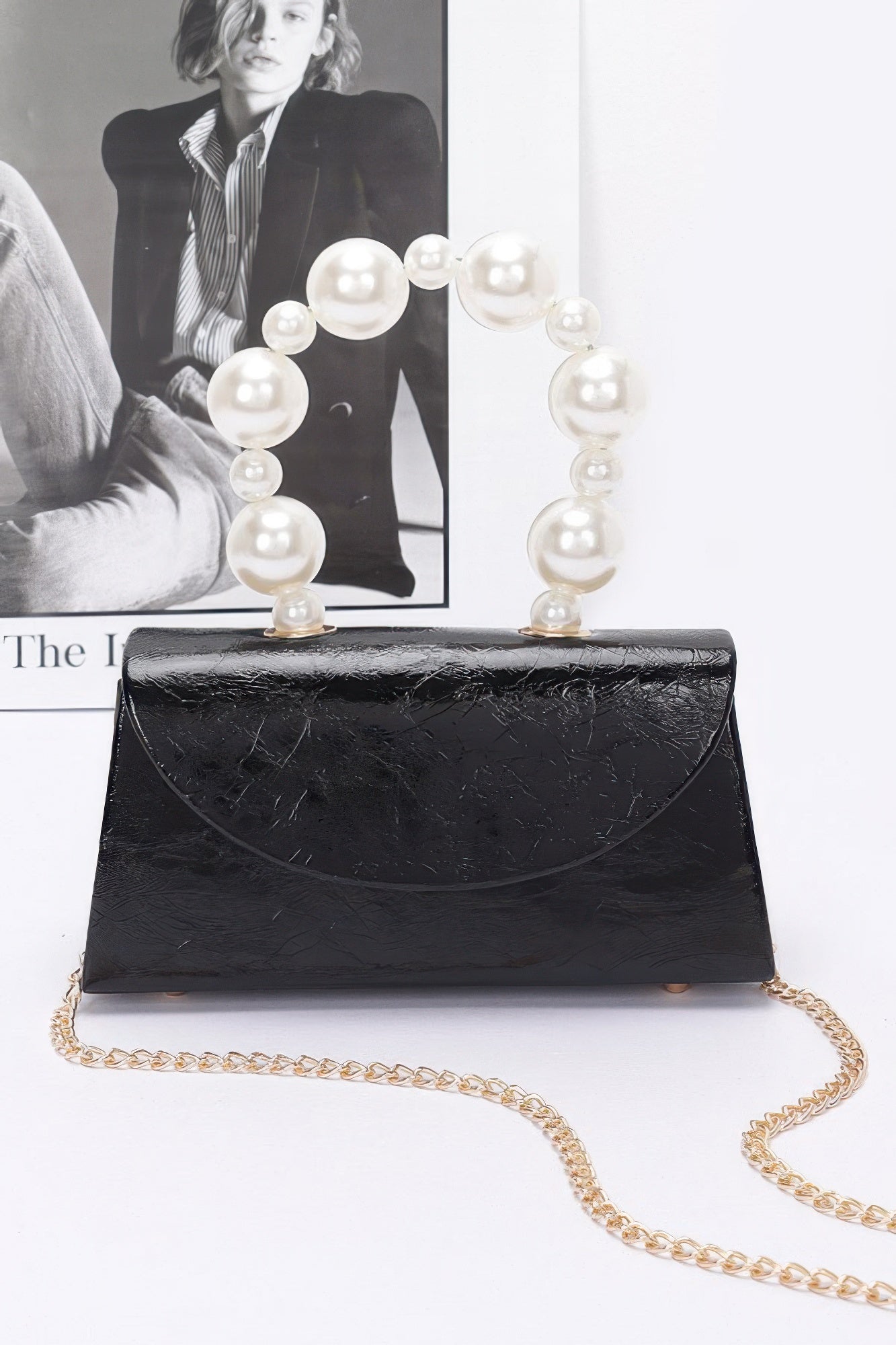 Metallic Pearl Handle Flap Bag - Pikemla