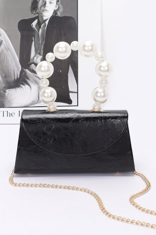 Metallic Pearl Handle Flap Bag - Pikemla
