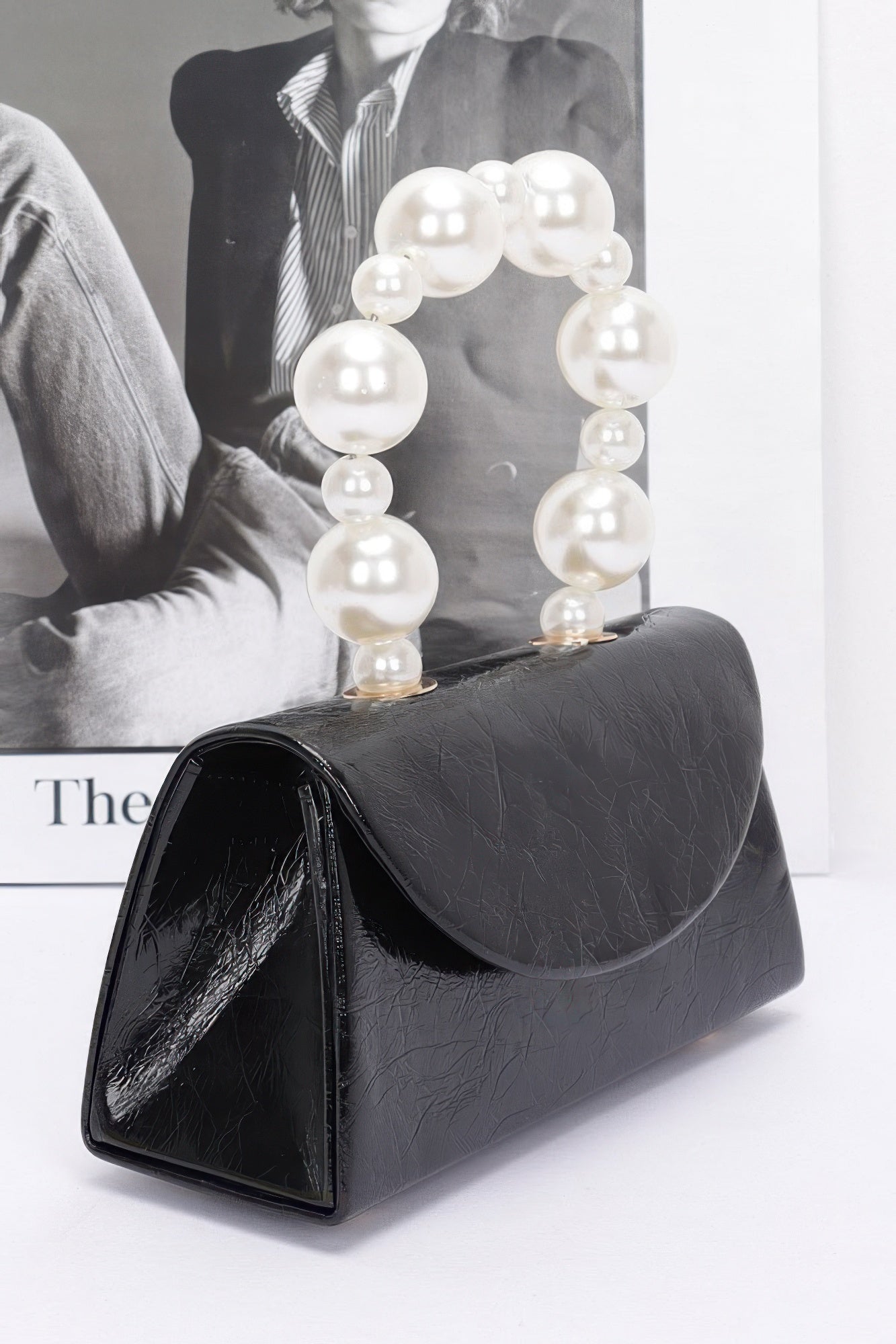 Metallic Pearl Handle Flap Bag - Pikemla