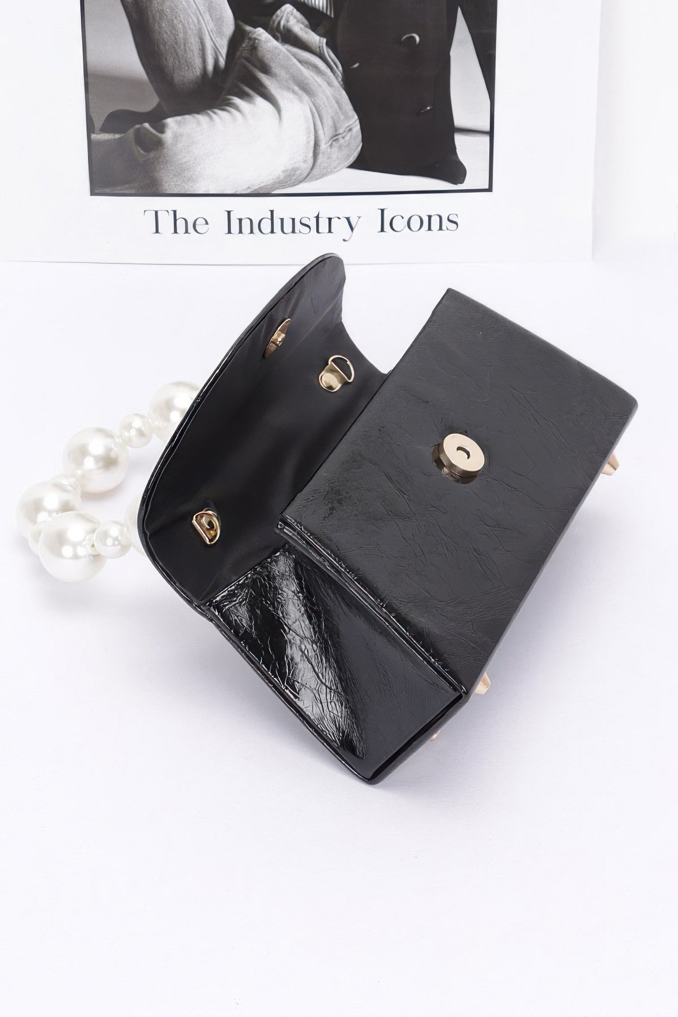 Metallic Pearl Handle Flap Bag - Pikemla