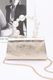 Metallic Pearl Handle Flap Bag - Pikemla
