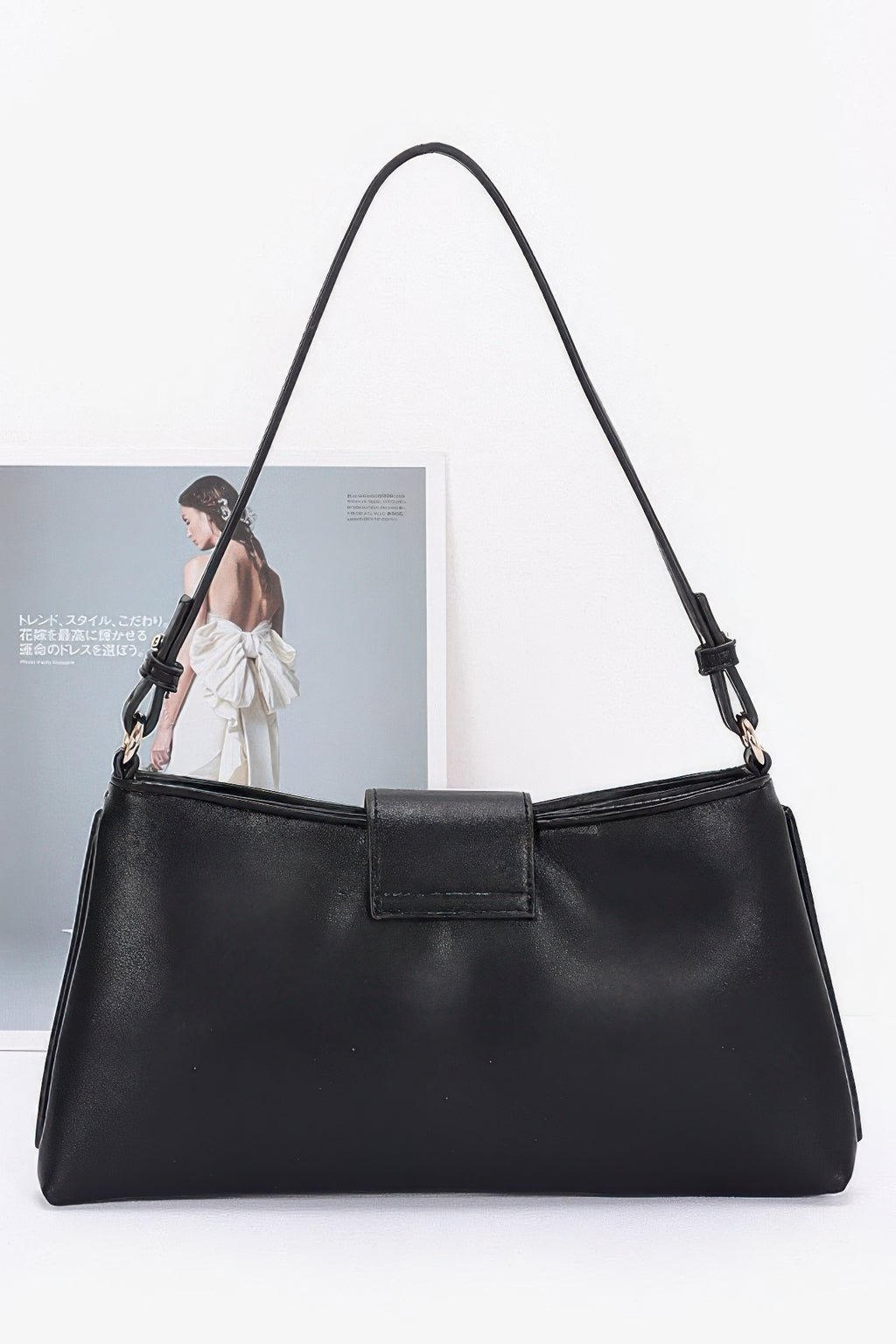 Faux Leather Eyelet Studded Shoulder Bag - Pikemla