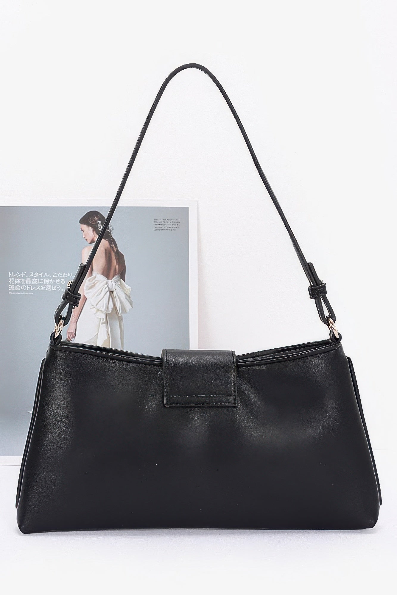 Faux Leather Eyelet Studded Shoulder Bag - Pikemla