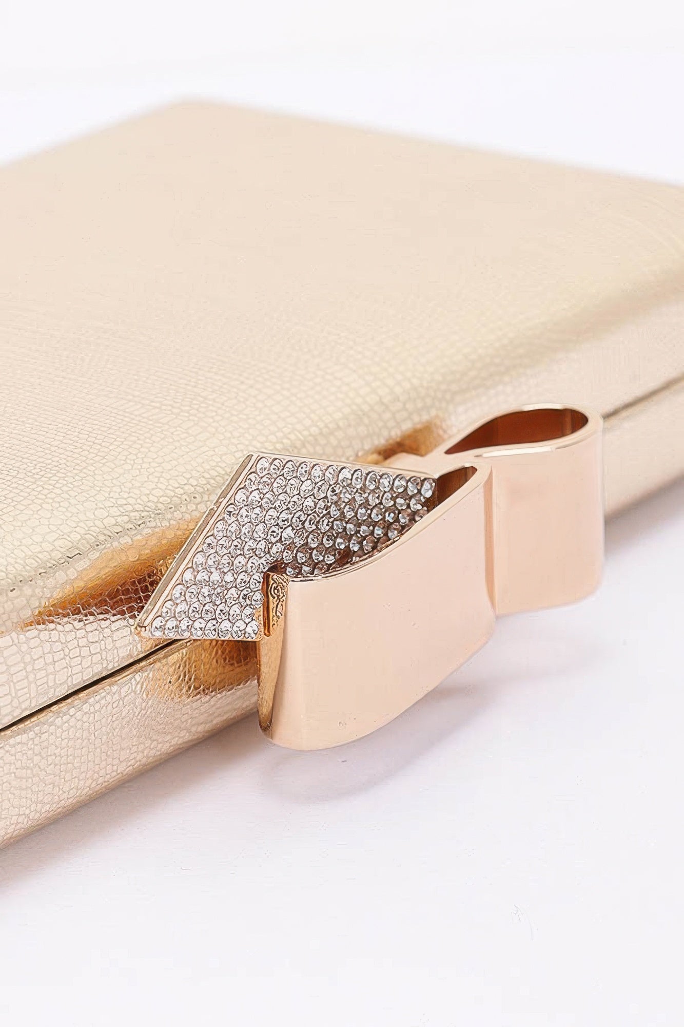 Metal Ribbon Top Case Clutch - Pikemla