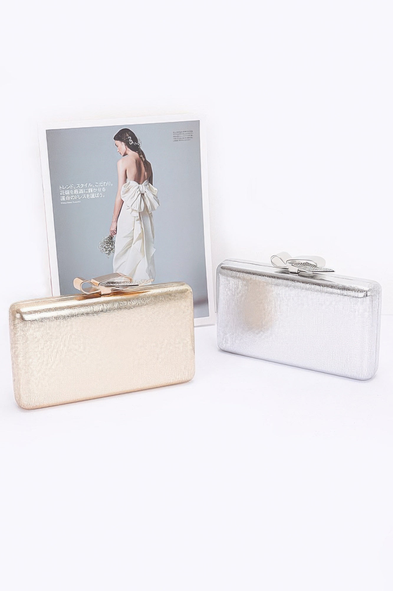 Metal Ribbon Top Case Clutch - Pikemla