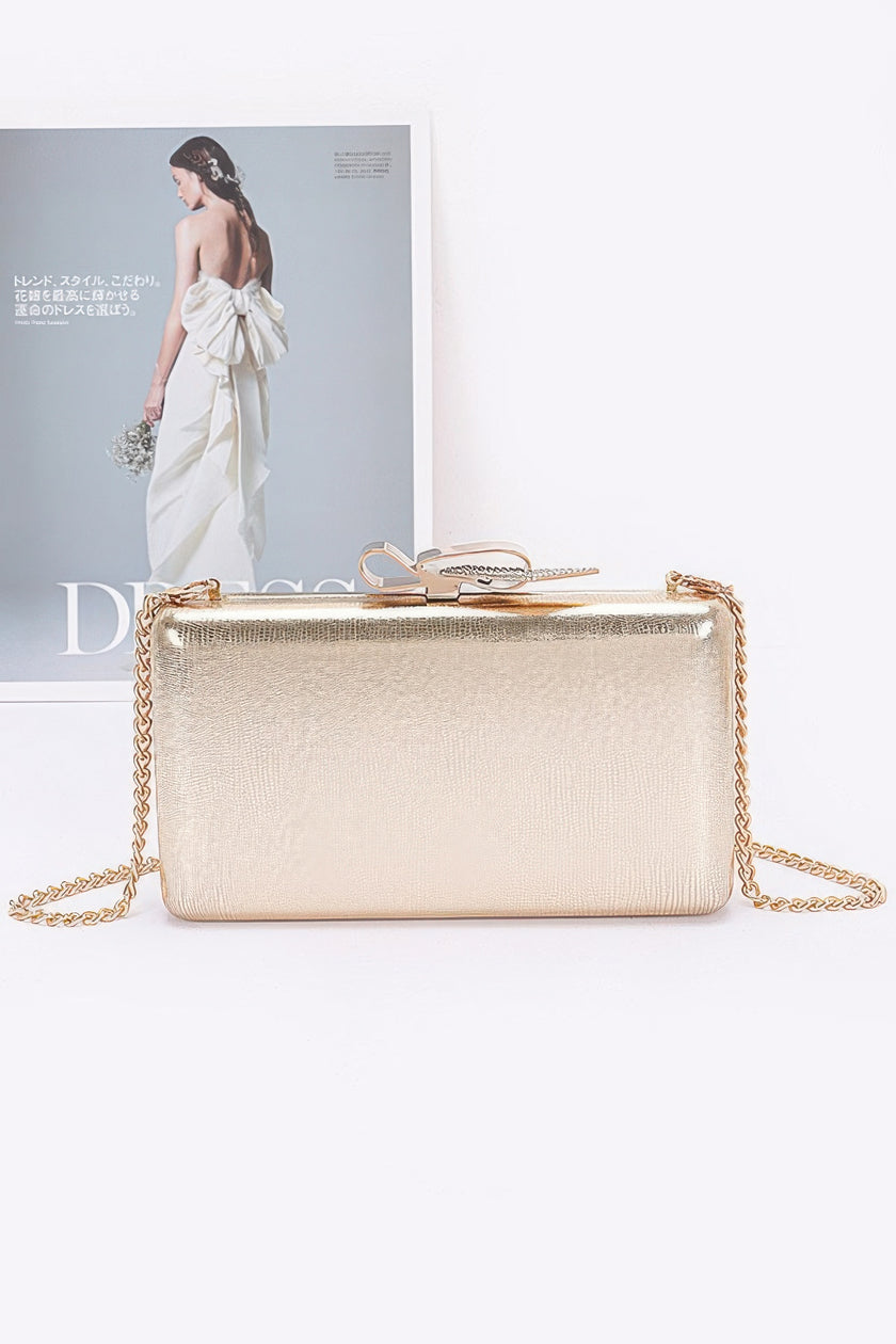 Metal Ribbon Top Case Clutch - Pikemla