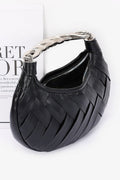 Faux Leather Braided Metal Handle Clutch - Pikemla