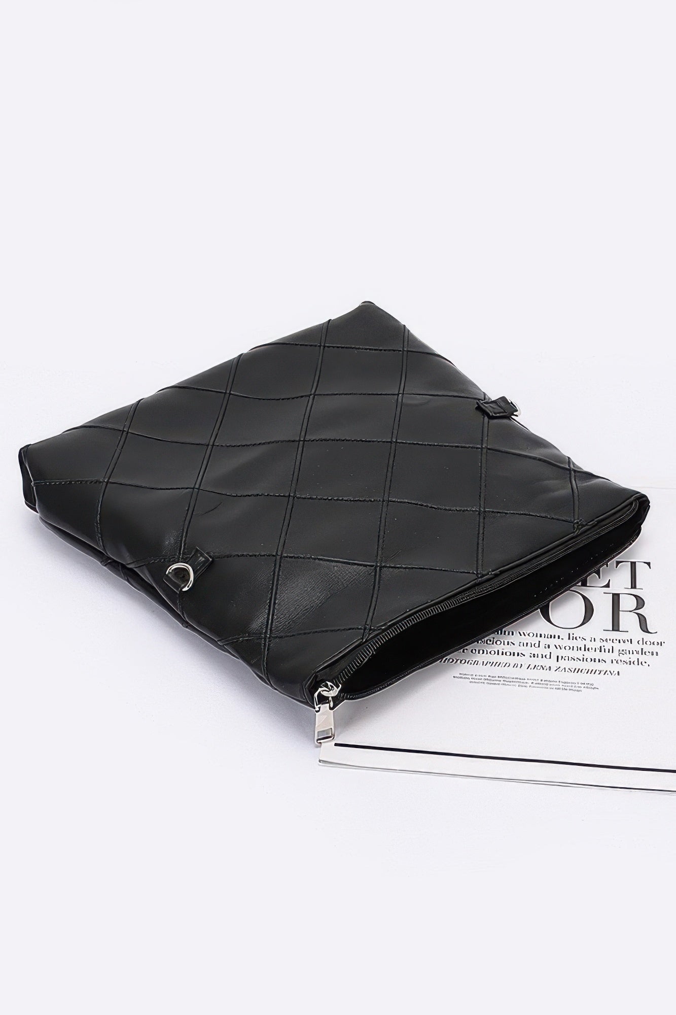 Quilted Faux Leather Pouch - Pikemla