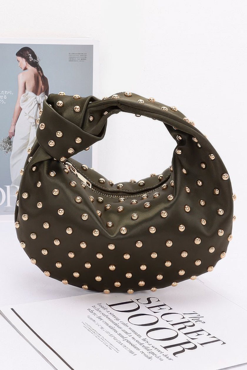 Satin Metal Studded Hobo Bag - Pikemla