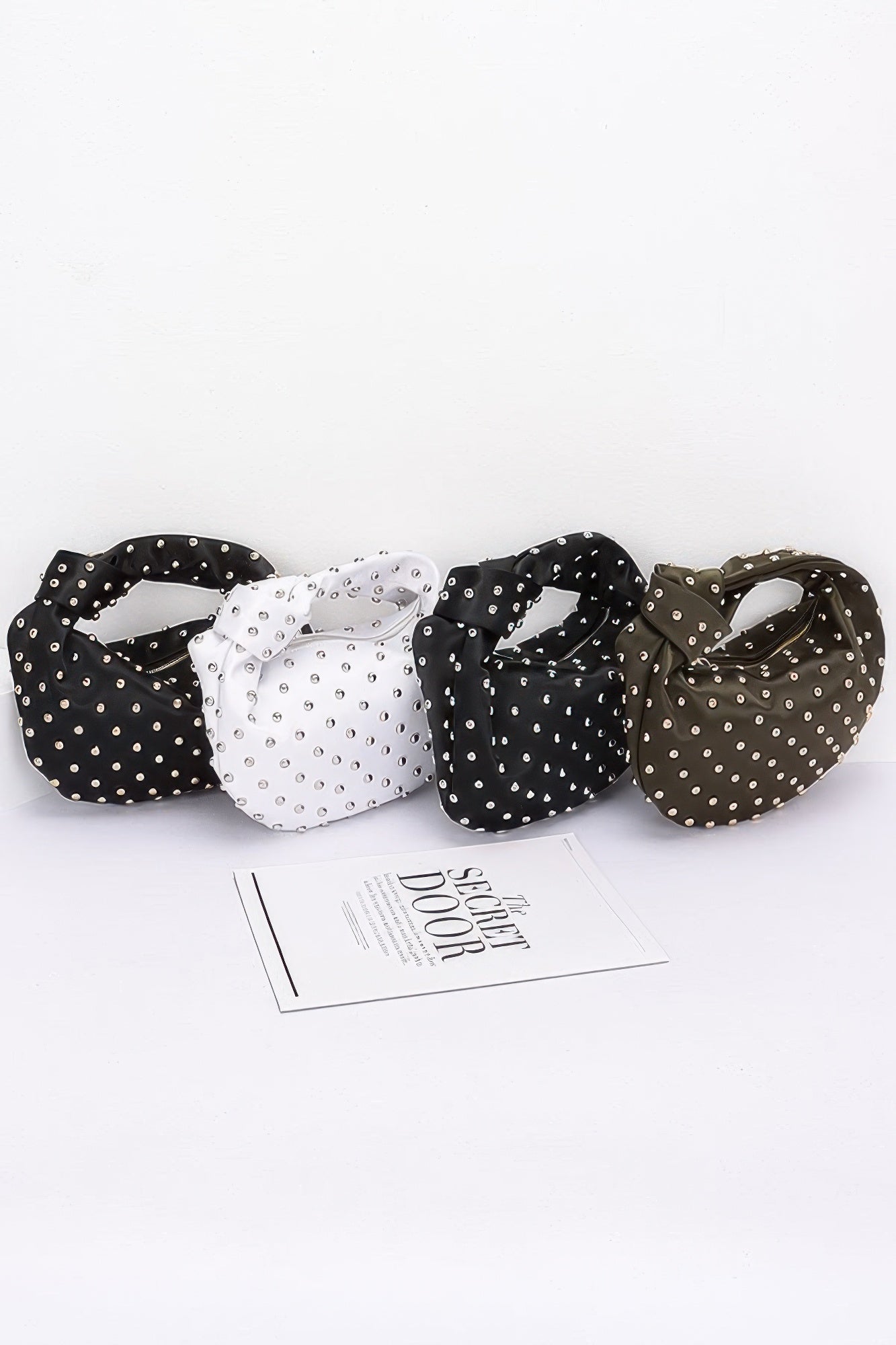 Satin Metal Studded Hobo Bag - Pikemla