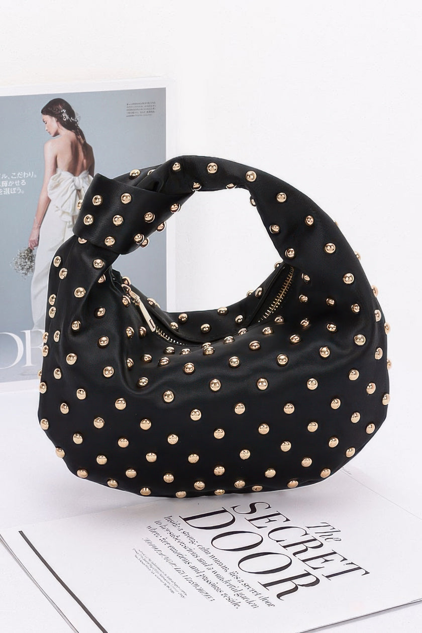 Satin Metal Studded Hobo Bag - Pikemla
